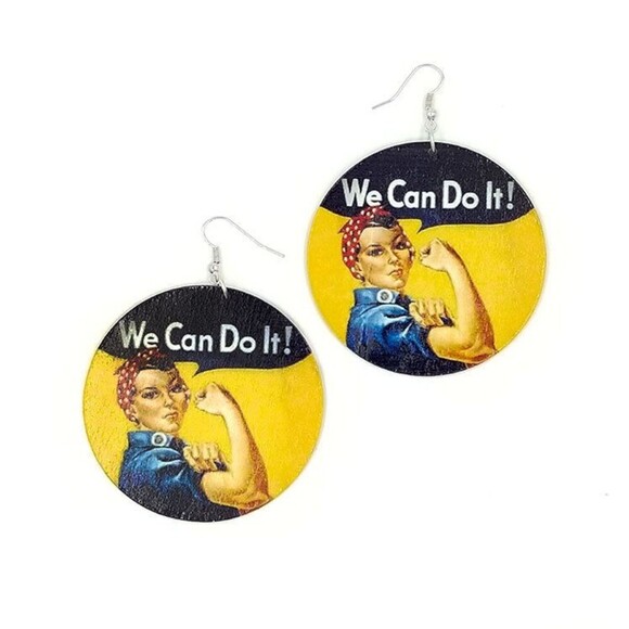 NWT! Rosie the Riveter Earrings - Picture 2 of 2